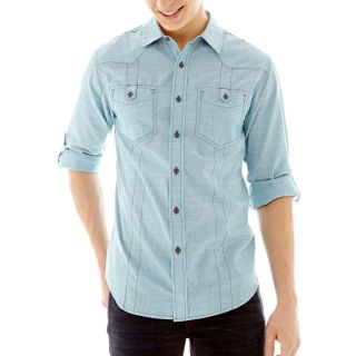 Chalc Long Sleeve Chambray Woven Shirt, Teal Combo Cmbry W, Mens