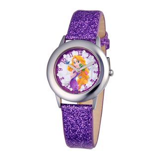 Disney Rapunzel Glitz Tween Purple Leather Strap Watch, Girls