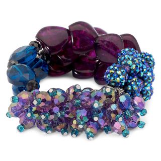 Aris by Treska Chunky Blue & Purple 2 Row Stretch Bracelet