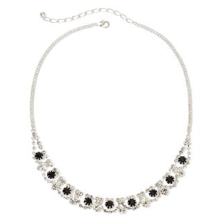 Vieste Jet Black & Clear Crystal Scalloped Necklace
