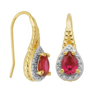 Bridge Jewelry Lab Created Ruby & Diamond Accent Pear Drop Earrings