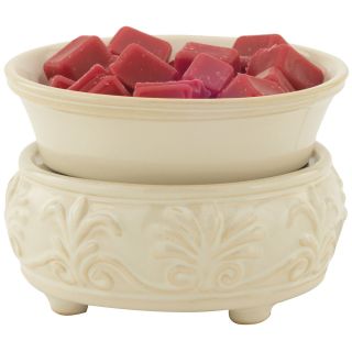 Sandstone Candle Warmer and Dish, Cream