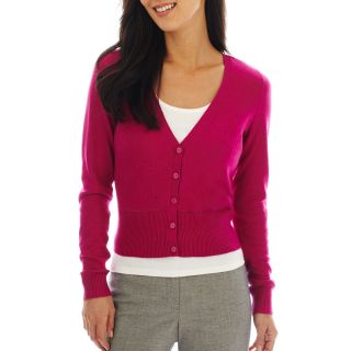 Worthington Pointelle Trim Cardigan Sweater, Pink, Womens