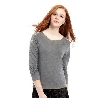 L AMOUR BY NANETTE LEPORE L Amour Nanette Lepore Wide Neck Pullover, Gray,