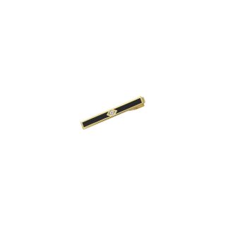 22K Gold Electroplated Tie Bar w/Diamond Chip, Mens