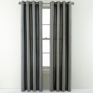 Studio Leaves Grommet Top Curtain Panel, Gray