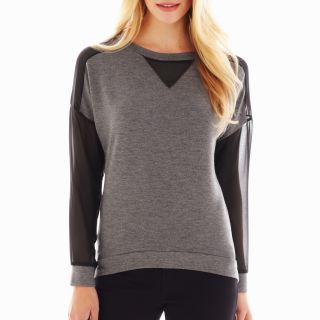 Bisou Bisou Cropped Colorblock Sweatshirt, Grey, Womens