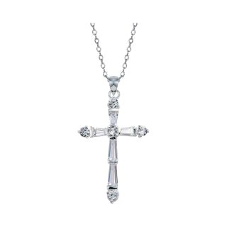 Bridge Jewelry Pure Silver Plated Cubic Zirconia Cross Pendant