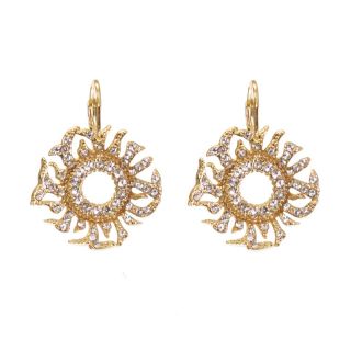 telio by Doris Panos Gold Tone Medusa Crystal Drop Earrings, Womens