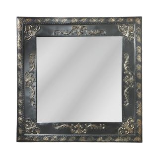 Black Embossed Square Wall Mirror