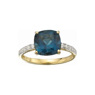 Blue Topaz & Lab Created White Sapphire Ring In 14K Gold Over Sterling Silver,