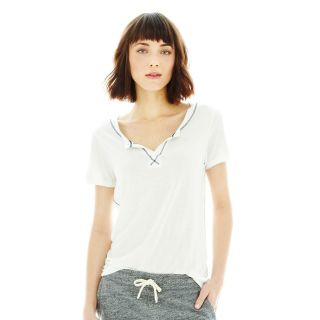 JOE FRESH Joe Fresh Split Neck Top, White