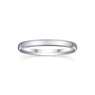 Womens 2mm Silver Domed Wedding Band Ring, White