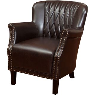 Dorset Bonded Leather Quilted Wing Chair, Brown