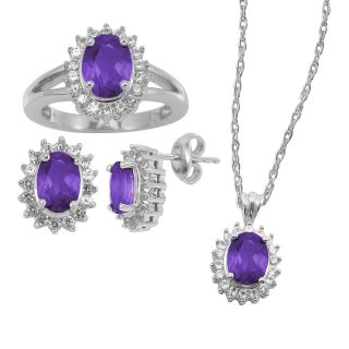 Genuine Amethyst & White Sapphire 3 pc. Jewelry Set, Womens