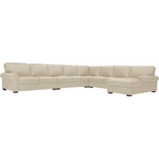 Leather Possibilities 6 pc. Right Arm Leather Chaise Sectional, Bone