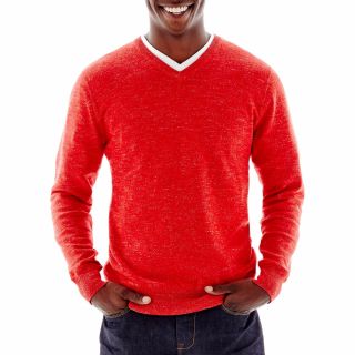 ARIZONA V Neck Cotton Sweater, Red, Mens