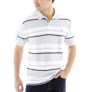 U.S. Polo Assn. Striped Piqué Polo, Grey, Mens