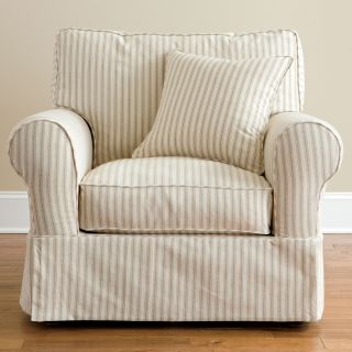 Friday Stripe Slipcovered Chair, Tan