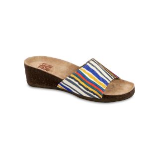 MUK LUKS Lea Striped Slide Wedge Sandals, Blue, Womens