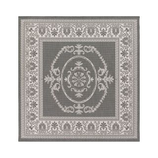Couristan Antique Medallion Indoor/Outdoor Square Rugs, White/Grey