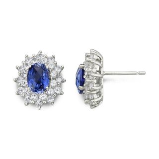 Lab Created Sapphire Earrings Sterling Silver, White, Womens