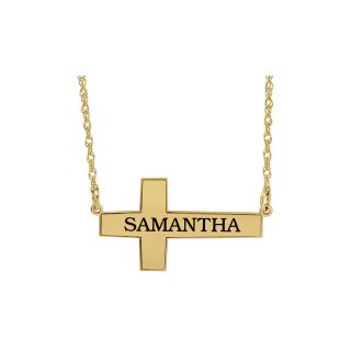 14K Gold Over Silver Personalized Cross Pendant, Yellow, Womens