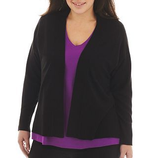 LIZ CLAIBORNE Dolman Sleeve Shawl Collar Cardigan Sweater   Plus, Black, Womens