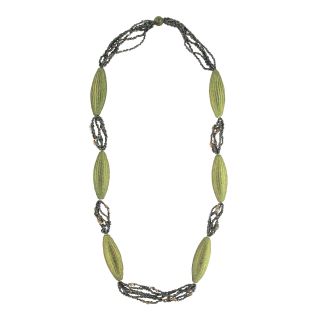 Designs by Adina Light Green Woven Flapper Necklace, Womens