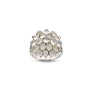 ONLINE ONLY   Sterling Silver Moonstone Cabochon Cut Ring, Womens