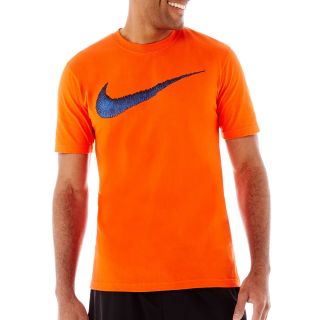 Nike Dri FIT Hangtag Swoosh Tee, Orange, Mens