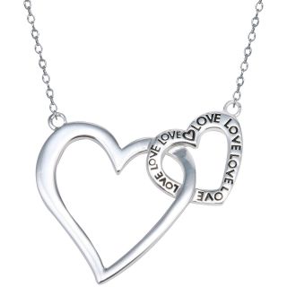 Double Heart Necklace Sterling Silver, Womens