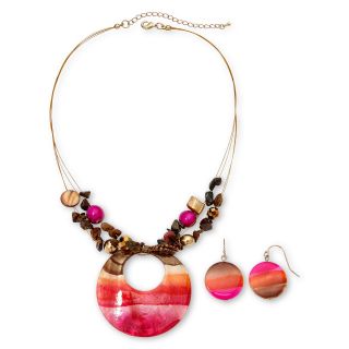 MIXIT Mixit Shell Illusion Necklace & Earrings Set, Pink