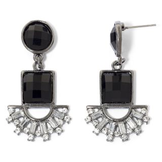Jet & Clear Crystal Art Deco Earrings, Black