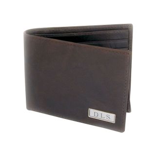 Leather Bi fold Wallet with Engravable Plaque, Mens
