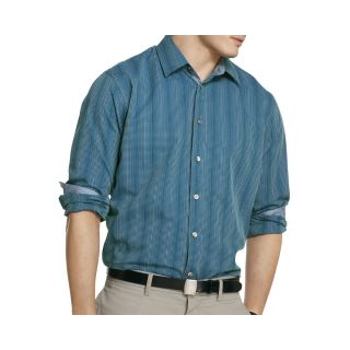 Van Heusen Long Sleeve Button Front Shirt, Aqua Dot Print, Mens
