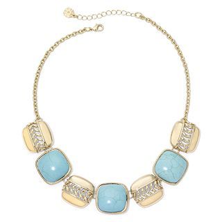 MONET JEWELRY Monet Gold Tone Aqua Collar Necklace, Blue