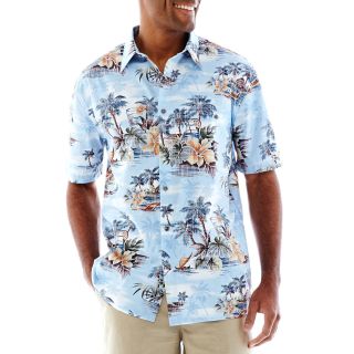 Island Shores Short Sleeve Button Front Shirt, Blue, Mens