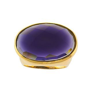 ATHRA 14K Gold Plated Purple Resin Oval Ring, Womens