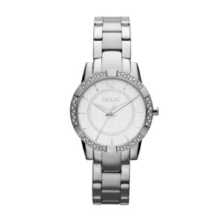 RELIC Payton Womens Crystal Accent Silver Tone Bracelet Watch