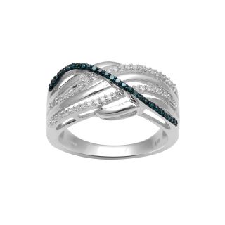 1/4 CT. T.W. White and Color Enhanced Blue Diamond Fashion Ring, Womens