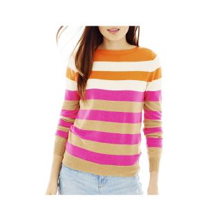 JOE FRESH Joe Fresh Striped Boatneck Sweater, Orange, Womens