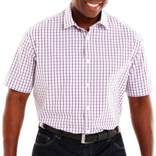 CLAIBORNE Patterned Woven Shirt Big and Tall, Violet Plaid, Mens