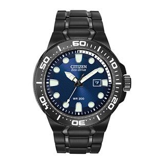 Citizen Eco Drive Scuba Fin Mens Black & Blue 20ATM Dive Watch BN0095 59L