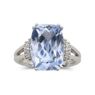 Simulated Aquamarine & Diamond Accent Ring, Womens