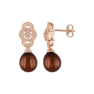 Chocolate Cultured Freshwater Pearl Earrings, Womens