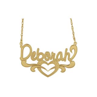 14K Gold Over Silver Nameplate Heart Pendant, Yellow, Womens
