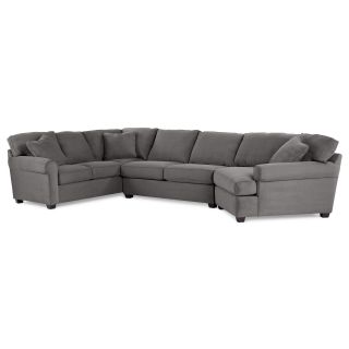 Possibilities Roll Arm Cuddler Sectional in Geo Fabric, Raven