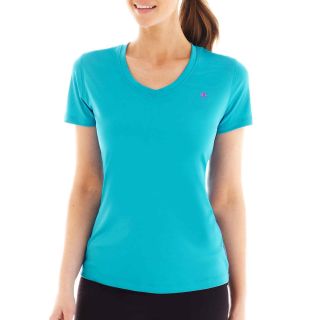 Champion Powertrain Short Sleeve V Neck Tee, Hot Turq/r, Womens