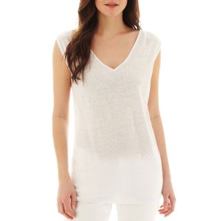 A.N.A Lace Inset Tank Top, White, Womens